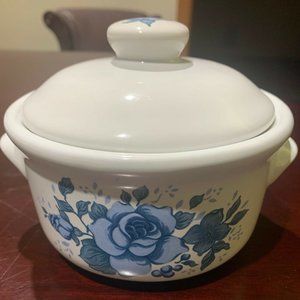 Blue Velvet Rose Mini Crock/Soup or Chili Bowls by Jay Imports (Corning/Corelle)
